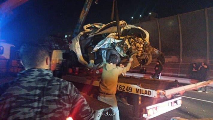 مرگ دو جوان در حادثه واژگونی پژو 206 در بزرگراه حکیم مرگ دو جوان در حادثه واژگونی پژو 206 در بزرگراه حکیم